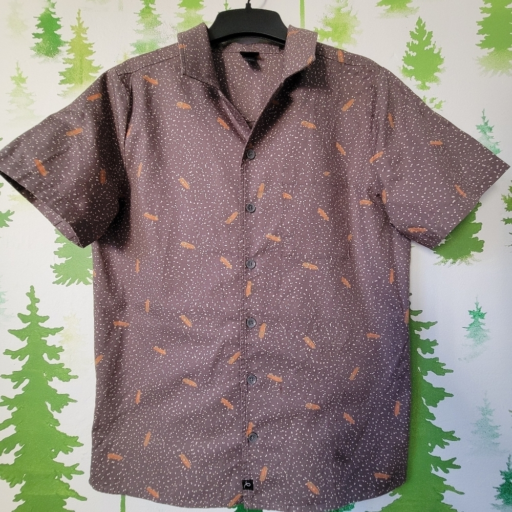 Art Class Boys Skateboard Print Short Sleeve Button-Down Shirt.